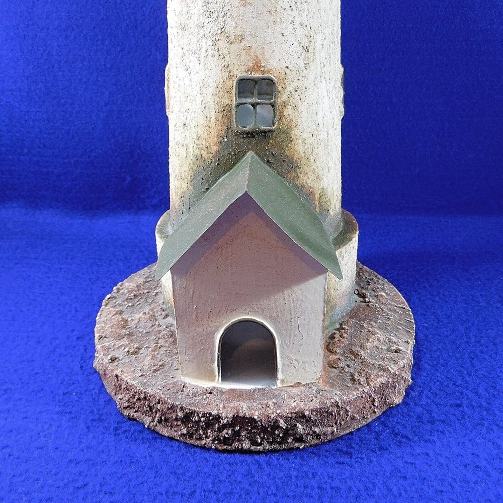 Large Painted Tin Lighthouse Votive Tealight Candle Holder 15" Beach Decor - Picture 7 of 11